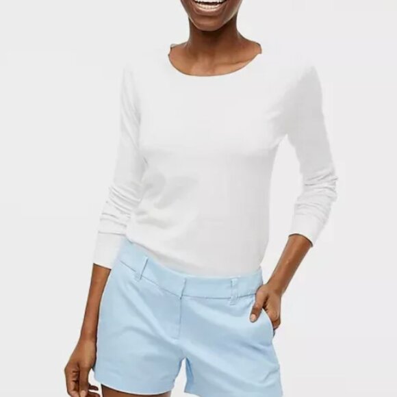 J CREW H5616 Womens Baby Blue Classic Chino Shorts Sz 6 Mid-Rise Flat Front - Picture 2 of 10